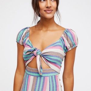 Free People 'The Getaway' Striped Midi Dress